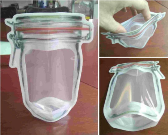 Reusable Airtight Seal Plastic Food Storage Mason Jar Zipper (500ml) (Pack of 5)