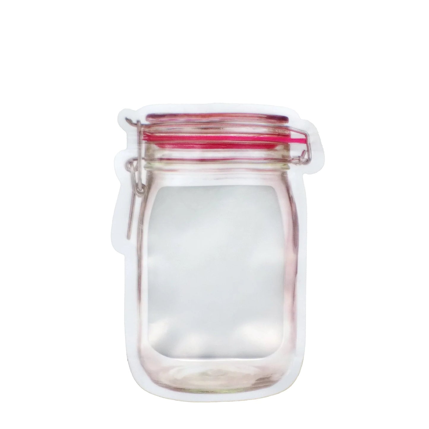 Reusable Airtight Seal Plastic Food Storage Mason Jar Zipper (500ml) (Pack of 5)