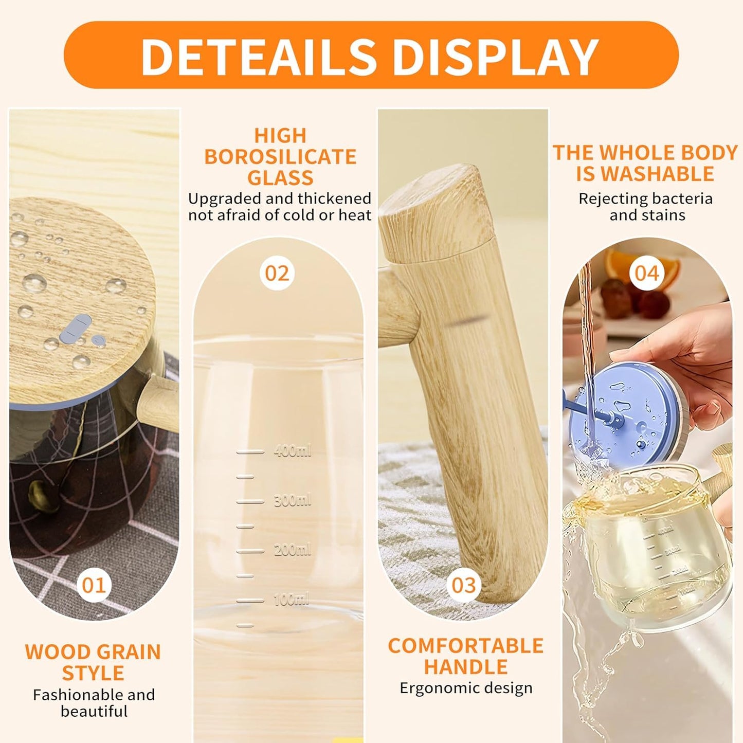 Electric Self Stirring Coffee Mug - 400ml Lightweight High Speed Mixing Cup for Home