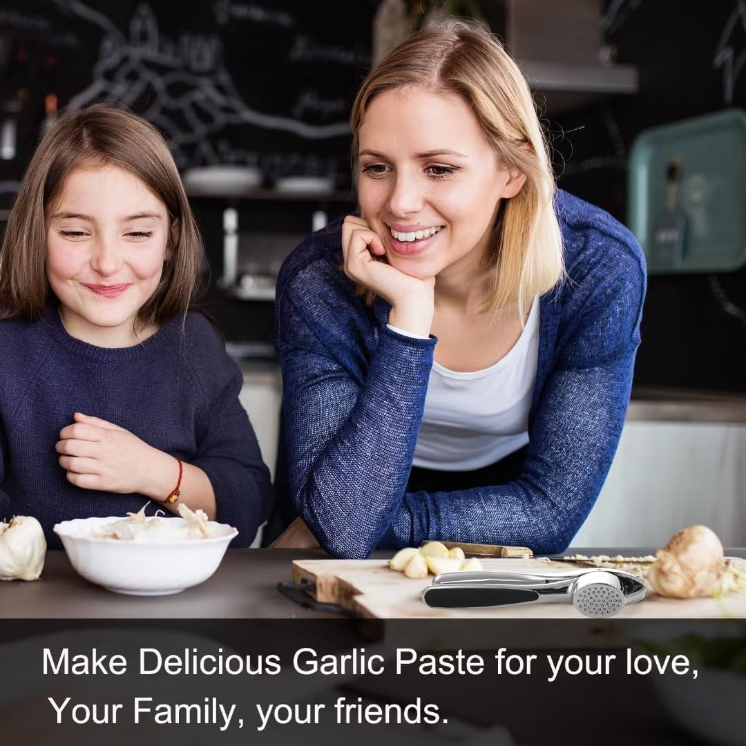 Manual Garlic Crusher Stainless Steel | Easy Press Garlic Chopper for Kitchen