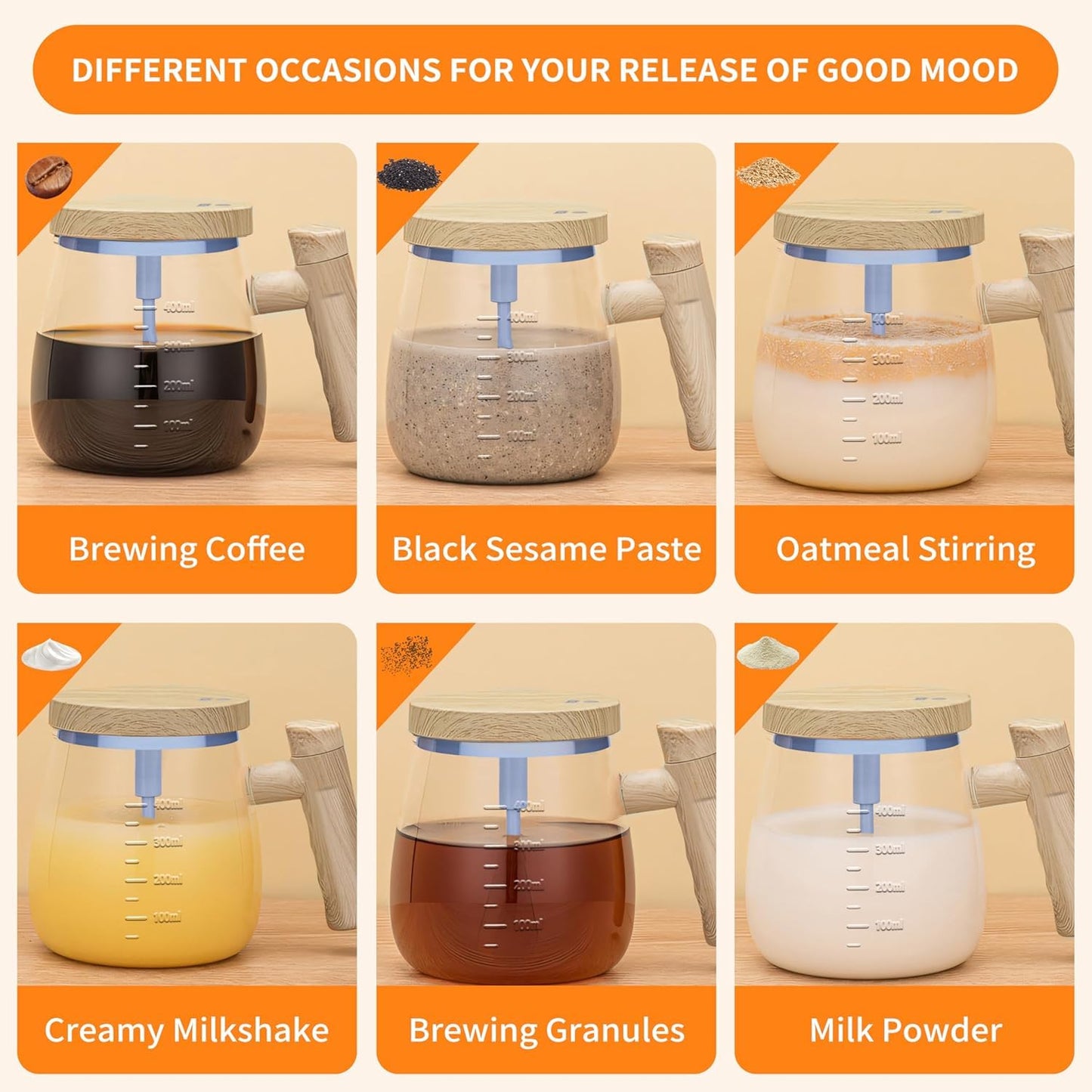 Electric Self Stirring Coffee Mug - 400ml Lightweight High Speed Mixing Cup for Home