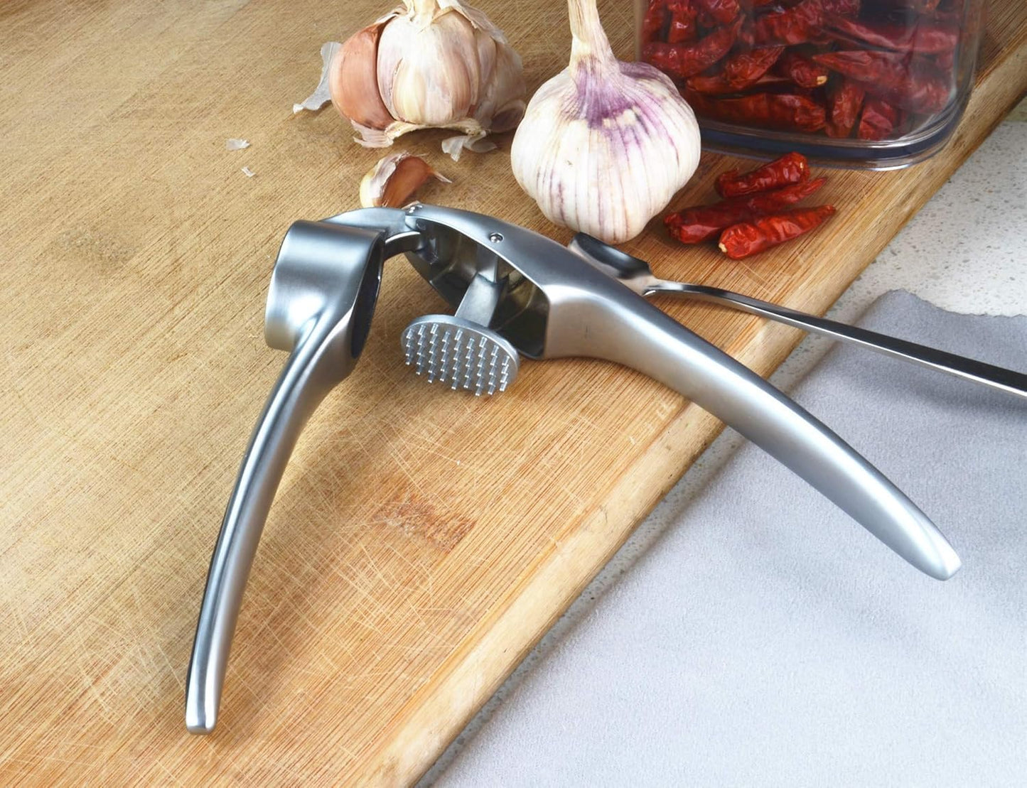 Manual Garlic Crusher Stainless Steel | Easy Press Garlic Chopper for Kitchen