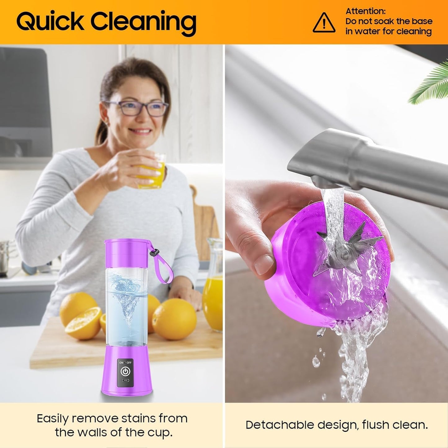 6-Blade Portable Blender | USB Rechargeable Smoothie Maker & Personal Juicer Cup