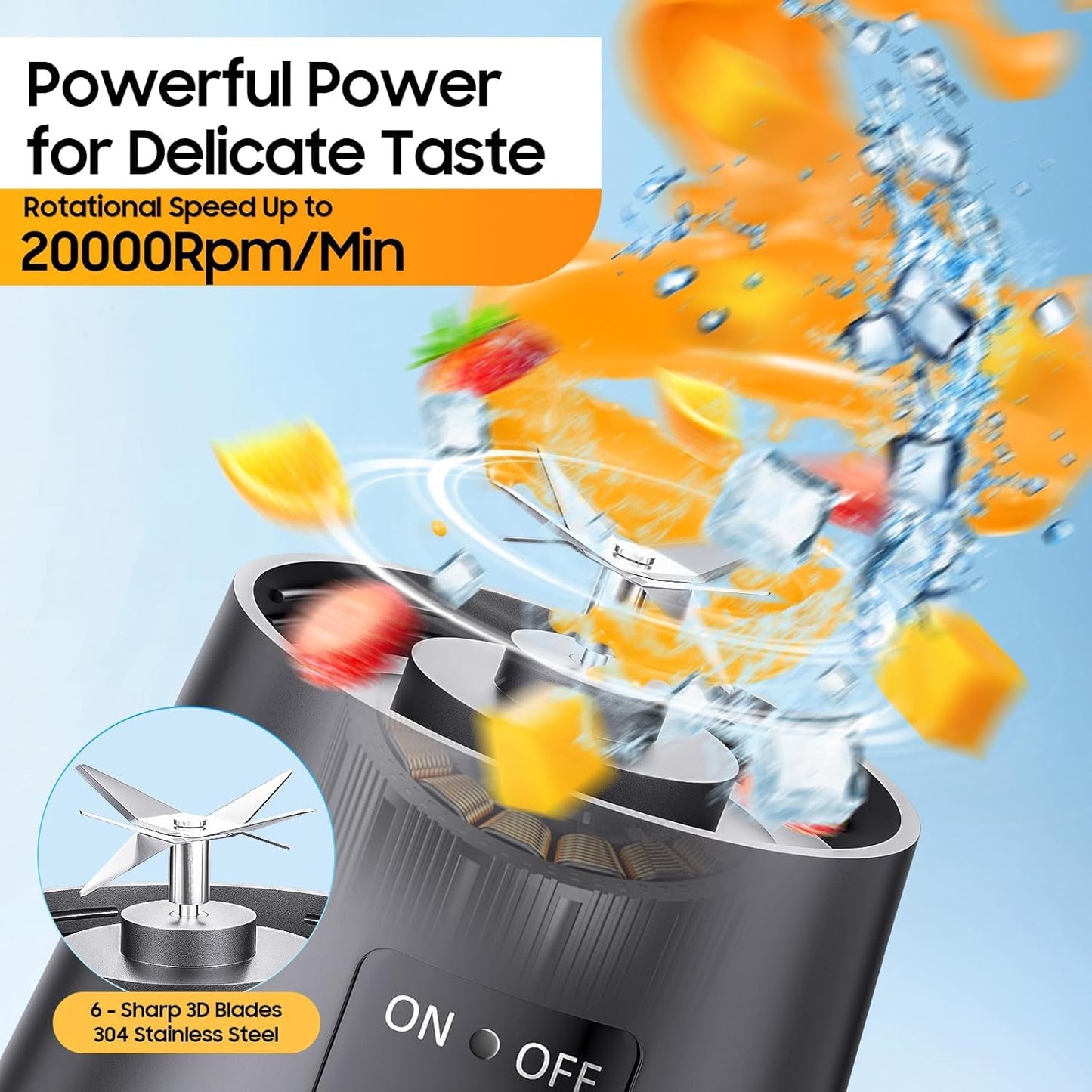 6-Blade Portable Blender | USB Rechargeable Smoothie Maker & Personal Juicer Cup