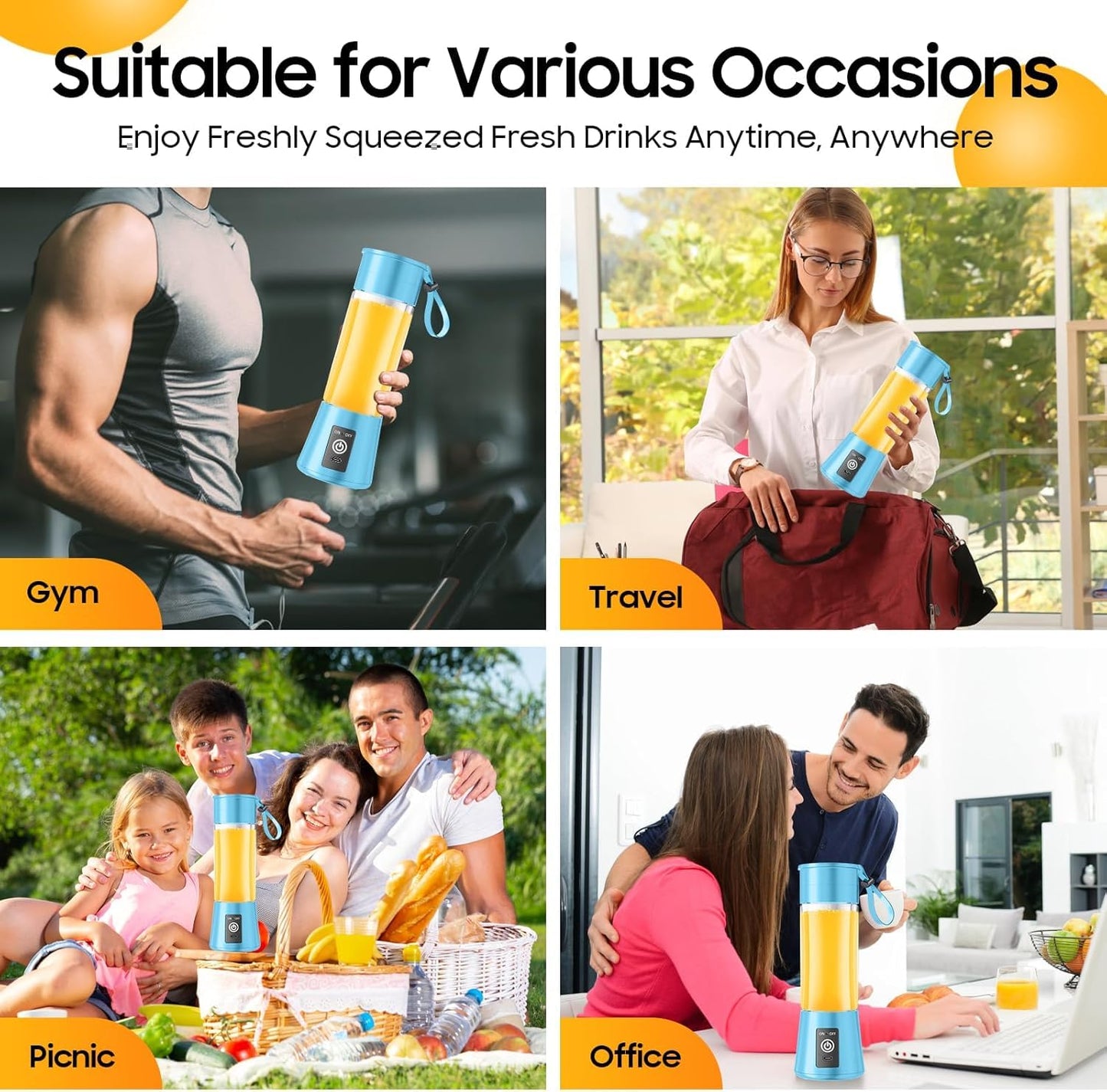6-Blade Portable Blender | USB Rechargeable Smoothie Maker & Personal Juicer Cup