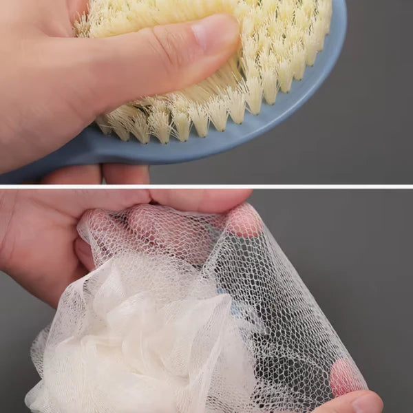 Soft Double-Sided Long Handle Bath Brush – Body Scrubber & Shower Back Brush for Gentle Exfoliation & Deep Cleaning (Random color-Pack of 2)