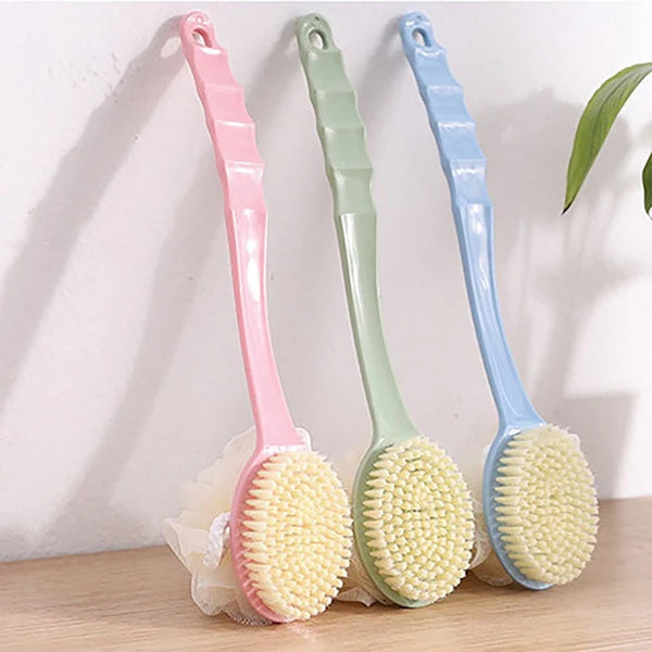 Soft Double-Sided Long Handle Bath Brush – Body Scrubber & Shower Back Brush for Gentle Exfoliation & Deep Cleaning (Random color-Pack of 2)