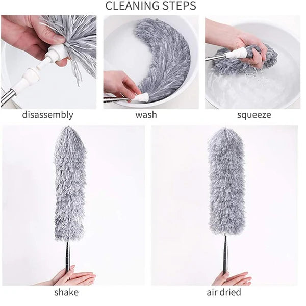 Extendable Microfiber Feather Duster - Telescopic Cleaning Brush for Dust, Cobwebs & Hard-to-Reach Areas (Pack of 1)