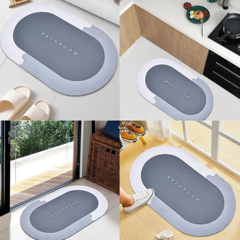 Water Absorbent Bathroom Door Mat - Non Slip Mat for Bathroom Cushion (Pack of 2)
